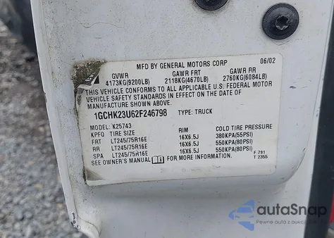 2002 Chevrolet Silverado 2500Hd Ls z USA, uszkodzony, nr VIN 1GCHK23U62F246798